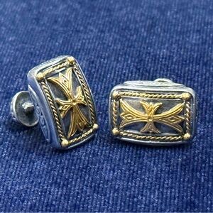 Konstantino 925 Sterling Silver Cross Signet Cuff Links